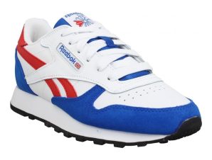 Sneakers Reebok Sport Classic Leather 2 Velours Simili Cuir Enfant Bleu Blanc