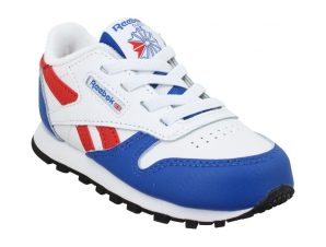 Sneakers Reebok Sport Classic Leather Velours Simili Cuir Enfant Bleu Blanc